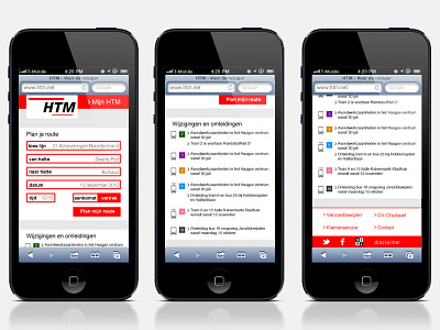 HTM.net Mock-up #1 den haag haagse tram maatschapij htm.net interface design public transport redesign responsive design the hague ui design user interface design visual design