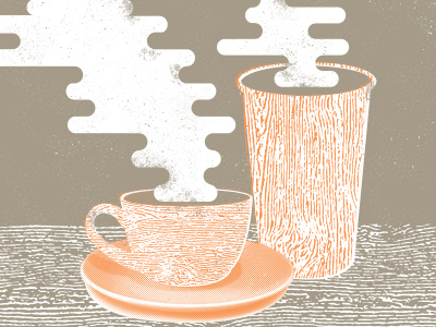 Cups coffee poster steam texture wood