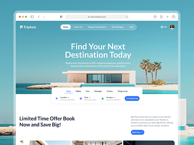 Website UX/UI Design | Travel & Tourism | TripAxis booking website figma saas saas website ticket booking website travel tourism website travel website ui ui design user experience user interface ux design visual website design