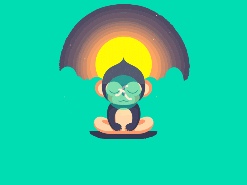 Monkey meditation Lottie JSON animation animated animation apps custom gif html5 json loading lottie lottiefilestore motiongraphics preloader webpage