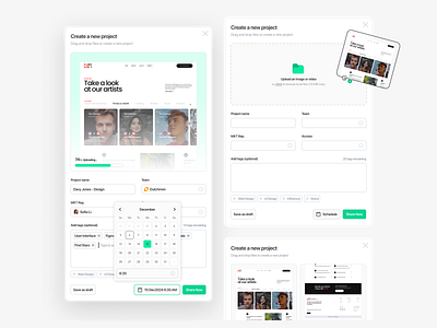 Modal UI - Create a New Project clean design figma file upload green light modal modal ui product design saas ui ui design uploader user interface ux uxui