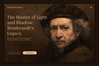 Light & Shadow : Rembrandt Website Exploration art design landing ui ux web