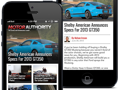 Motor Authority iPhone App automobiles automotive cars design ios ipad iphone launched news