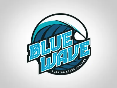Blue Wave v2 athletic blue college logo sport water wave