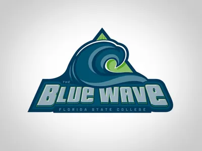 Blue Wave v3 athletic blue college logo sport water wave