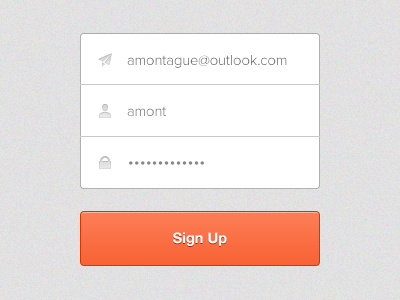 Sign Up Interface orange sign up