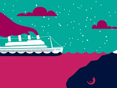 Alt Ending Poster Snippet alt alternate boat clouds dead ahead ending iceberg illustration look out need more octopus poster sink smoke squid stars uh oh