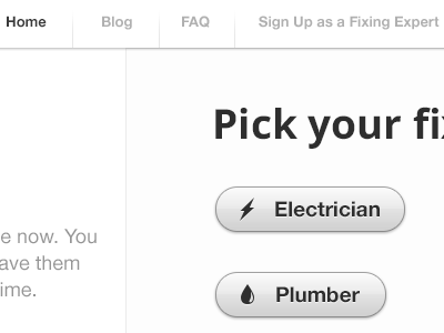 Pick your fix button choose light nav pick website white