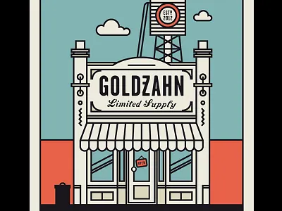 Goldzahn Postcard 2d architecture building house illustration postcard shop store vector