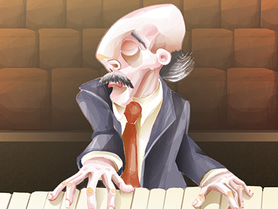 The Pianist illustration illustrator listen man music old photoshop piano play