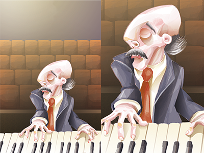 The Pianist illustration illustrator listen man music old photoshop piano play