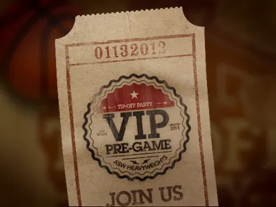 VIP Pre-Game crest event logo o3b seal sports ticket