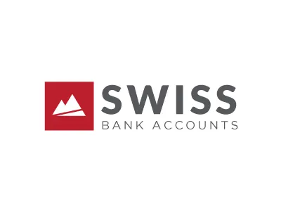 Swiss Bank Accounts Logo account bank fun identity logo mountain red square swiss