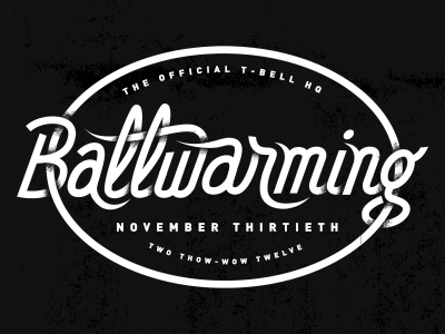 Ballwarming black housewarming logo party typography white