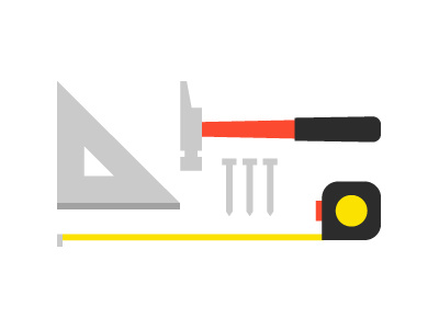 Hand Tools construction hammer illustration nails speed square tape measure tools vector