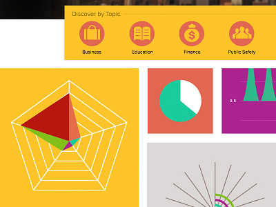 Accel graph grid icons infographic pie radar ui