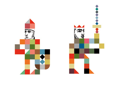 Knights colors geometric illustration knight square