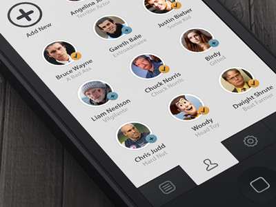 Friends List V2 add app bar dark friends icons ios iphone list nav orange search ui ux