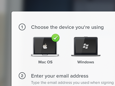 1⃣ Choose the device you're using devices mac steps ui windows