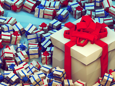 Shape Christmas [Sneak] 3d bow c4d christmas cinema 4d gift gifts holidays iso isometric landscape low poly lowpoly present presents render shape christmas wrapping xmas