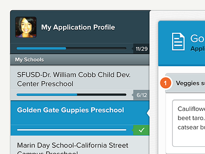 Applied admission admit application blue kid preschool profile progress progress bar scholar school success