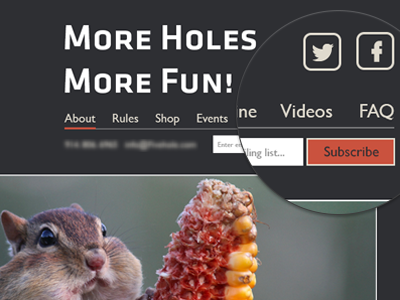 More Holes More Fun! (WIP) black dark facebook khaki red social twitter web design website