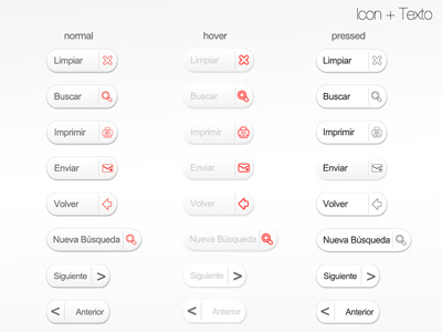 Buttons Corporative Intranet button clean icon print search send ui kit white background