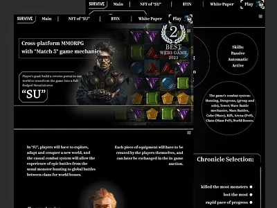 UI Design for Match-3 MMORPG clan battles futuristic design game design gaming immersive interface in game auction innovation interactive gaming match 3 mechanics mmorpg modern ui nft integration platform player driven economy ui design ux design ux ui web design web3 web3 game