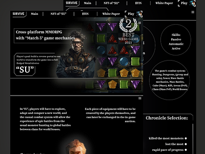 Next-Gen Match-3 MMORPG Adventure UI casual combat character customization clan battles cross platform gaming futuristic design game design immersive interface in game auction interactive gaming match 3 mechanics mmorpg nft integration player driven economy portal building ui design ux design uxui design vibrant visuals web3 game web3 innovation