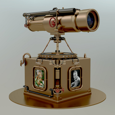 Steampunk Hooker Telescope 3ddesign 3dmodeling artandscience cinema4d edwinhubble hookertelescope retrofuturism steampunk