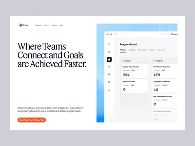 Hiver Hero WWW app blue clean dash dashboard design hero landing minimal page product section ui ux website www