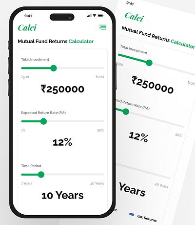 Mutual Fund Calculator dailychallenge dailyui design mobileapp ui