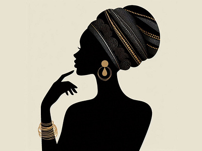 Elegant African Woman with Traditional Headdress, Earrings 3d animation branding design graphic design illustration logo motion graphics tribal jewelry ui ux vector