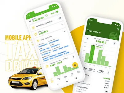 Mobile App for Taxi Drivers. Dashboard Screen. android balance business chart dashboard design system driver incomes ios mobile app taxi transport ui ui kit ux web app