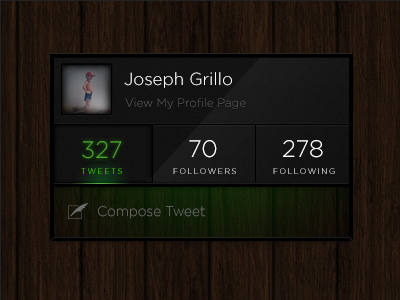 twitter UI gotham sleek techy wood