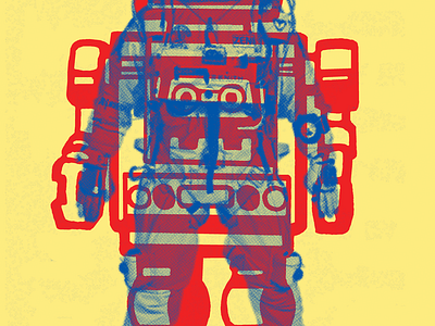 Man/astroman 2ns astronaut blue csa french paper nasa poster red robot yellow