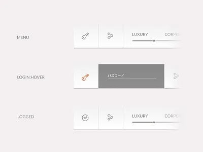 Log-in sliding panel css design icons log in menu sliding toolbar ui ux web