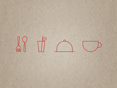 Icons for menu cafe icon menu paper red set