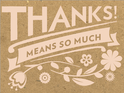 Thank you note flowers pastel typography