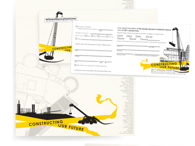 HMNS Annual Fund 2011 collateral construction dinosaur illustration letterhead museum