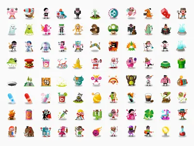 Game Pieces characters game icons illustration patswerk vector