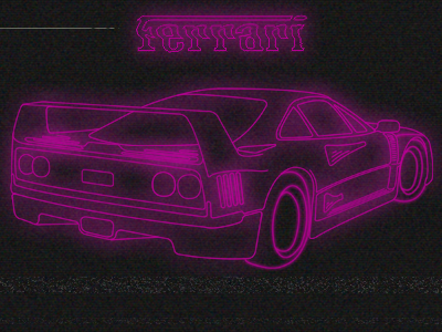 Neon Ferrari F40 80s car effect f40 ferrari glitch neon