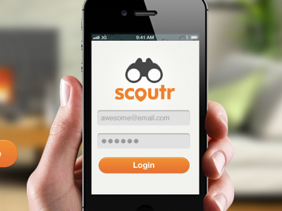 Login app design mobile orange