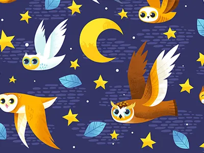 Night Owl Pattern animals illustration owl pattern