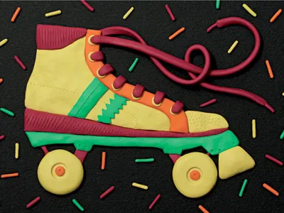 Retro Roller Skating plasticine retro roller skate