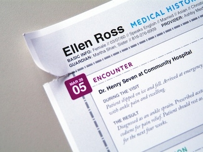 Tear-off medical information healthcare redesign medical form timeline