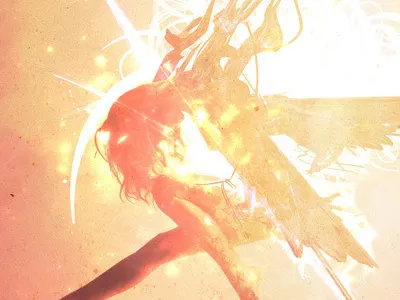 Fallen Angel abstract art dark design portrait retro