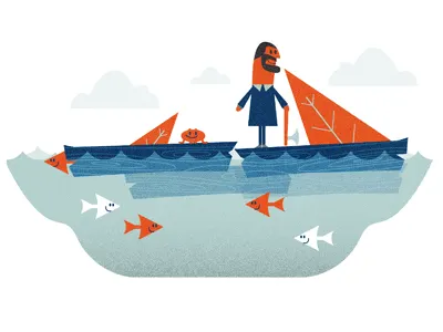 Recycled Christmas Trees axe christmas fish illustration trees water