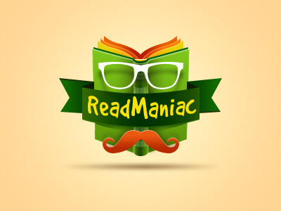 Read Maniac book logo maniac mustache read