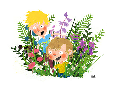 Summertime foliage fun garden illustration kids